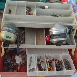 Vintage Fishing Tackle Box with Reels